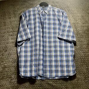 Lands' End Men's Traditional Fit Short Sleeve White  Button Down Shirt Size XL